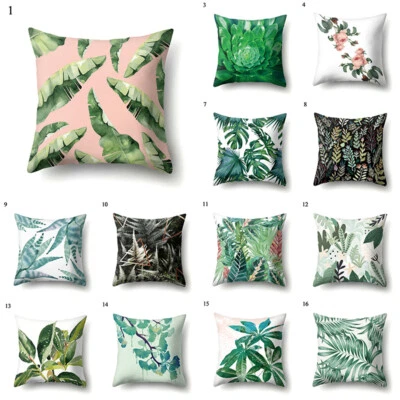 Green Leaf Peach Skin Pillowslip Throw Pillow Case Cushion Cover Home Decorative - Image 1 of 4