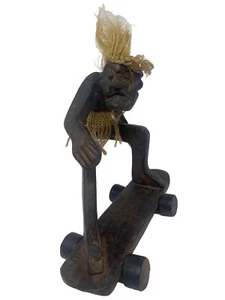 Statua vintage in legno primitivo Tikiman skateboard tiki bar decorazione - Foto 1 di 10
