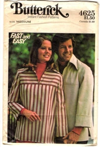 TUNICA TOP DONNA VINTAGE ANNI '70 Butterick modello cucito donna 4625 medio NON TAGLIATO - Foto 1 di 4