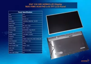 21,6" CHI MEI M216H1-L01 Display 1920×1080 RGB (FHD) a-Si TFT-LCD Panel - Bild 1 von 3