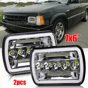 2pcs Fit Mazda B2200 B2600 GLC 7X6"5x7 LED Headlights Square HI-LO Beam Halo DRL - Bild 1 von 17