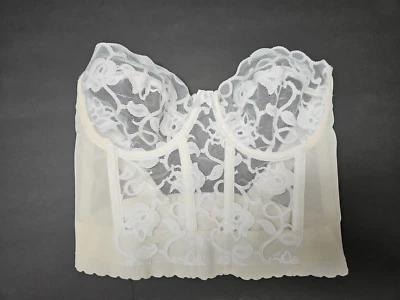 Sujetador con aros corsé bustier de encaje marfil vintage Victoria's Secret 34C hecho en unión Foto 1 de 4