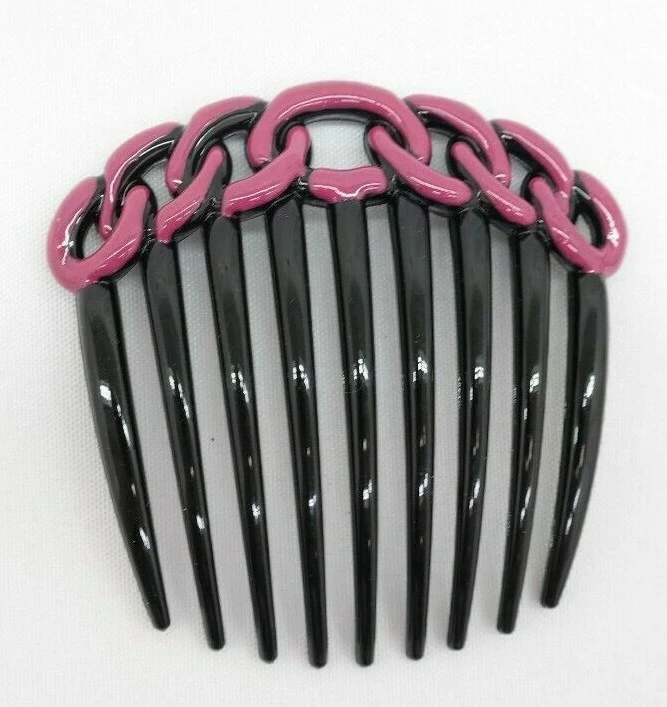 Caravana French Twist Peine Cuerda Diseño Cadena Negro y Rosa TF Foto 1 de 4