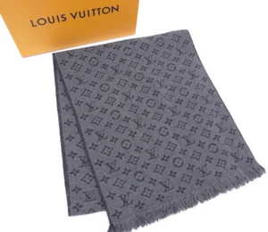 LOUIS VUITTON Schal Muffler M78526 Monogram Echarpe Wolle grau schwarz Italy mit Box - Bild 1 von 13