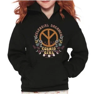 Cosmic Girl Celestial Dreaming Peace Sign Youth Girls Hoodie Sweatshirts Kids - Picture 1 of 7