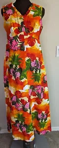 Vintage 60’ S 70’s Hukilau Fashions Hawaiian Maxi Dress 16 - Picture 1 of 9
