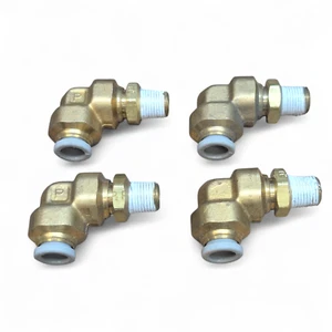 (4 Stck.) 1/8” NPT Stecker x 5/16” Rohr Außendurchmesser Push to Connect Winkel Messing Fittings - Bild 1 von 1