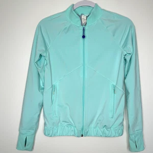 Ivivva Lululemon Zip Up Jacket Girls Size 12 Aqua Blue Athletic Outdoors School - Picture 1 of 9