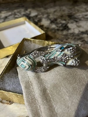 Brazalete Brazalete Caballo, Ciner Imitación, Esmalte Verde y Blanco con Diamantes de Imitación Foto 1 de 4