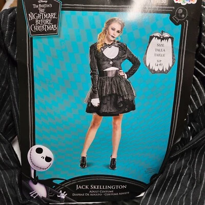Nightmare Before Christmas JACK SKELLINGTON DRESS Halloween Costume S 4-6 Womens - Image 1 of 4