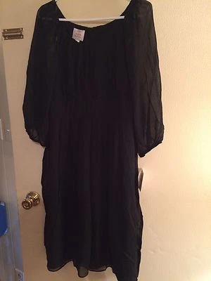 Women's Size 10 Suzi Chin Maggie Boutique Black Dress Sheer Long Sleeve Excellen - Image 1 of 4