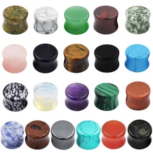 Paar Bio Stein Ohr Plugs Flesh Tunnel Double Flared Ohrstärke 6mm-16mm - Bild 1 von 35