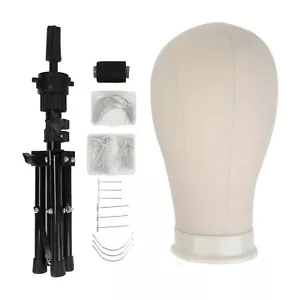 23inch Wig Head Cork Canvas Block Head Mannequin Head With Stand for Making Wigs - Picture 1 of 12
