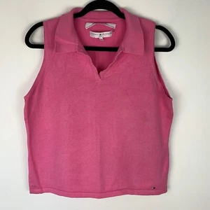 Tommy Hilfiger Golf Pink Collared V Neck Knit Vest Women's Size XL - Picture 1 of 7