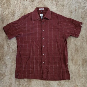 Geoffrey Beene Mens Short Sleeve Button Up Shirt Red Size L 16-16.5 - Picture 1 of 7