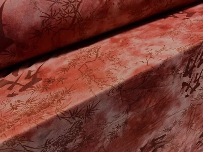 Power Mesh Net Stretch Spandex Fabric, Per Metre - Japanese Bonsai Tree Print - Image 1 of 3