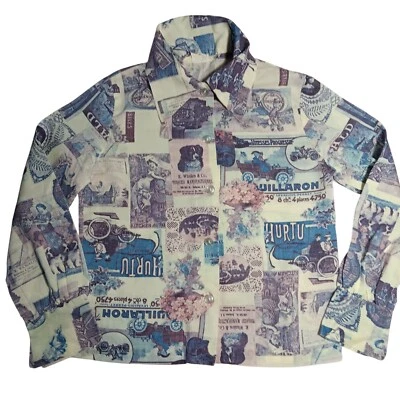 CAMISETA talla 8-10 Verdadera De Colección Años 70 Niñas Cuello Boho Hippy Foto Gráfico Años 20 Tema Foto 1 de 4