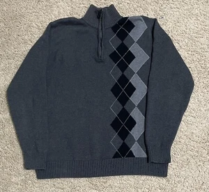 Oscar de la Renta grauer Pullover 1/4-Reißverschluss M Rautenmuster vorne *** Beschreibung lesen*** - Bild 1 von 6