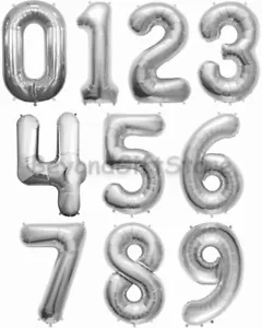 Globos grandes de 34" con número de plata feliz cumpleaños globo de lámina jumbo globo Mylar - Imagen 1 de 11