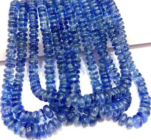 Extrem schöne ~ seltene natürliche Kyanit glatte Perlen Rondell Strang Perlen. - Bild 1 von 10