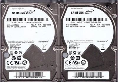 LOT of 2 ST2000LM003 HN-M201RAD/RD2 S35 H26A 12/2014 fw: 2BC10006 SATA SAMSUNG - image 1 of 4
