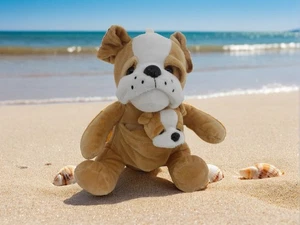 Bulldog Plush Mommy And Baby Stuffed Animal 9" Doll Plush Dog - Picture 1 of 2