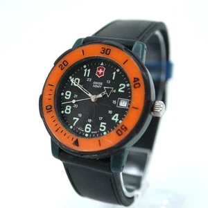 Vintage Swiss Army Watch 40mm Orange Diver Bezel 100m Black Date Dial - Picture 1 of 18