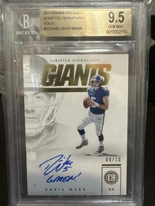 2017 Panini Encased Davis Webb Scripted Signatures Gold #4/10 RC Beckett 9.5  - Picture 1 of 12