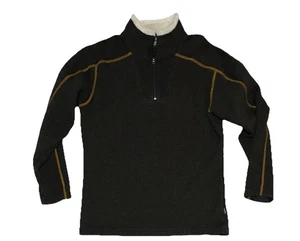 Kuhl Alfpaca Fleece Mens L Brown 1/4 Zip Pullover Sweater Sherpa Collar - Picture 1 of 10