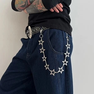 Para Hombres Corte Estrella Hip Hop Cintura Cadena Y2K Cartera Cadena Llavero Pantalones Cadena Dama - Imagen 1 de 20