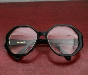 VELVET JAMI BK BLACK HEXAGONAL EYEGLASS FRAME. MADE IN ITALY - Picture 1 of 9