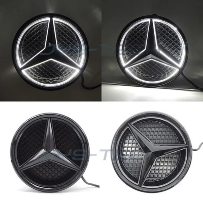Luces de placa de rejilla de rejilla con emblema LED negro para automóvil para Mercedes Benz C E CLA C ML GLK Foto 1 de 4