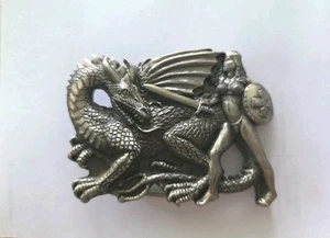 Vintage Dragon Lady Warrior Gürtelschnalle Pewter Tanside LTD England 1992 Sammlung - Bild 1 von 15