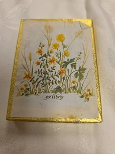 BOX OF 48 Antioch Bookplate Co Yellow Wildflowers Gummed Bookplates Ex Libris - Picture 1 of 5