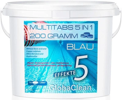 Pool Multitabs 5 in 1 - Blue 200g - Pool Chlor - Chlortabletten für Pool - 5 kg - Bild 1 von 4