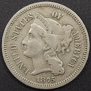 1875 Three Cent Piece! Nickel composition! - Picture 1 of 4