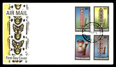 Mayfairstamps Papua New Guinea FDC Musical Instruments Hand Made First Day Cover - Image 1 of 2