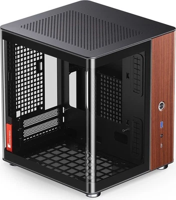 Jonsbo TK-0 PC Gehäuse, Mini-Tower, Mini-ITX, Tempered Glass, Holz - schwarz - Bild 1 von 4