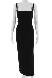 Solace London, Womens Bodycon Maxi Dress Black Square Neck Button Size 4 - Picture 1 of 7