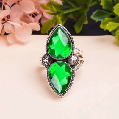 Chrome Diopside Gemstone Solid 925 Sterling Silver Designer Handmade Ring V9398 - Image 1 of 4