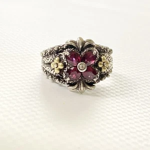 Barbara Bixby Ring Sterlingsilber 925 & 18 Karat Granat & Saphir Größe 9 - Bild 1 von 15
