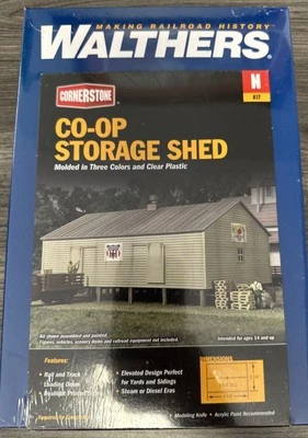 Walthers Cornerstone N Scale Kit 933-3230 Co-Op Storage Shed NIB - Image 1 of 3