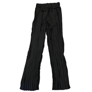 Black Pleated Semi Sheer Pull On Beach Pool Cover Up Pants Small - Picture 1 of 4