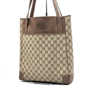 Vintage Gucci tote Bag GG Supreme Brown PVC Leather Authentic - Picture 1 of 22