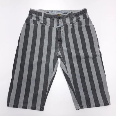 Marithe Francois Girbaud Jean Shorts Mens Size 32 Striped Black Gray USA - Image 1 of 4