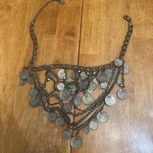 Collana Vintage Chico’s Monete Argento Dischi Catena Link Stratificata Dichiarazione 19” - Foto 1 di 7