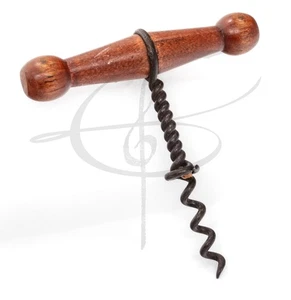 Cavatappi Antico Strumento Rimuovi CorK Legno Acciaio Apribottiglie USA 19°. Secolo - Foto 1 di 3