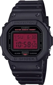 Casio G-Shock DW-5600BBR-1JF schwarzes und kräftiges rotes Zifferblatt quadratisches Geschenk Männer Harz Uhr - Bild 1 von 5
