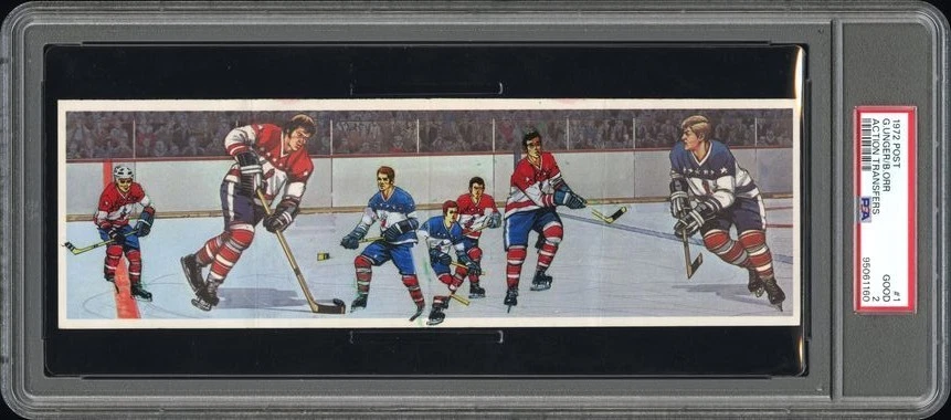 PSA 2 BOBBY ORR HOF 1972 POST ACTION TRANSFER UNGER GRADED GOOD HOCKEY NHL TPHLC - Image 1 of 2