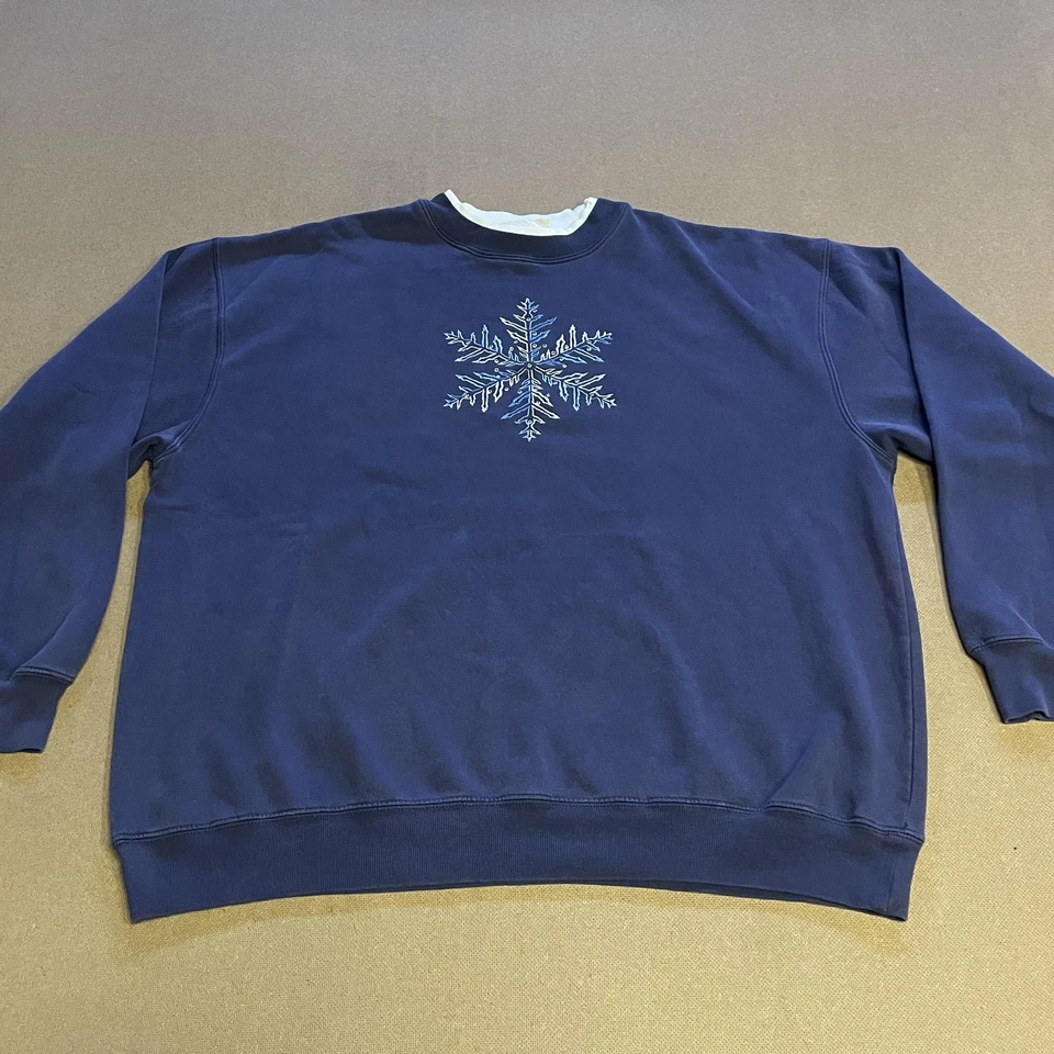 MC Sportswear Sweater Womens Extra Large Navy Blue Snowflake Embroidered Winter - Image 1 of 4